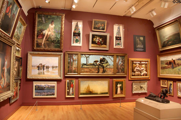 Red gallery with Victorian paintings at Art Gallery of Ontario. Toronto, ON.