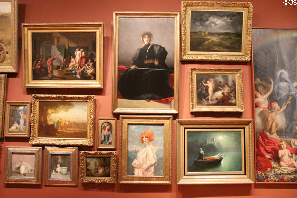 Red gallery with Victorian paintings at Art Gallery of Ontario. Toronto, ON.