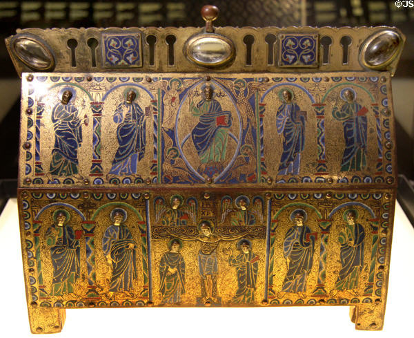 Enameled copper reliquary with scenes of Christ (c13thC) prob. from Limoges at Art Gallery of Ontario. Toronto, ON.