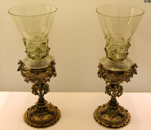 Roemer glasses (modern) on gilded silver mount (c1600) from Cologne, German at Art Gallery of Ontario. Toronto, ON.