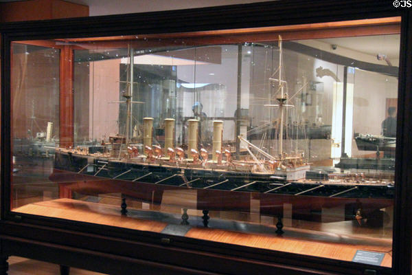 Model of British steam cruiser H.M.S. Hogue (1900) at Art Gallery of Ontario. Toronto, ON.