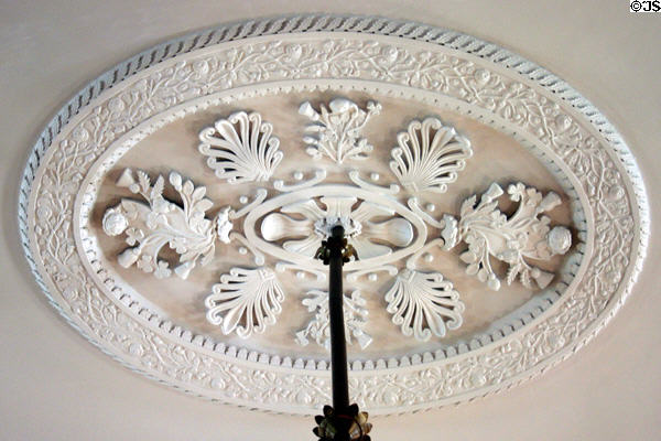 Molded ceiling crest in upper chamber of Province House. Charlottetown, PE.