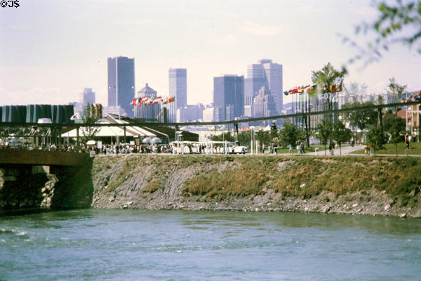 Skyline of Montreal over Expo 67. Montreal, QC.