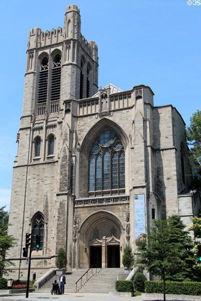 Heritage church on rue Sherbrooke near Montreal Museum of Fine Arts. Montreal, QC.