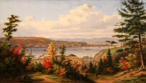 View of Quebec City from Pointe De Lévy painting (1863) by Cornelius Krieghoff at Montreal Museum of Fine Arts. Montreal, QC.