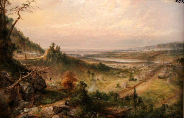 View of Hamilton & Lake Ontario painting (1860s) by Robert Refinald Whale at Montreal Museum of Fine Arts. Montreal, QC.