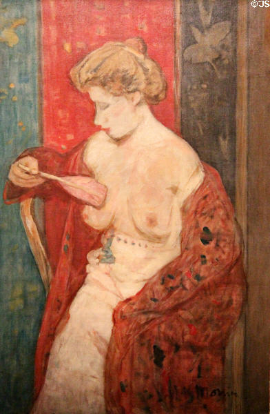 Nude with Feather painting (c1912-4) by James Wilson Morrice at Montreal Museum of Fine Arts. Montreal, QC.