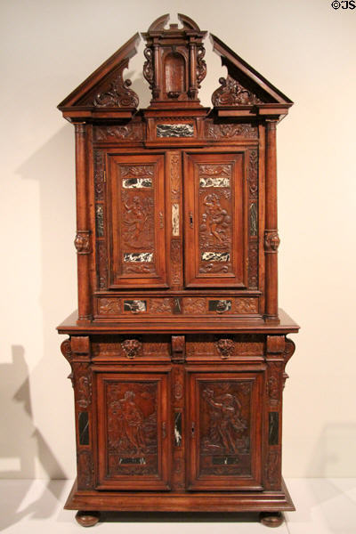 Two-tiered walnut cabinet (c1550-1580) from France at Montreal Museum of Fine Arts. Montreal, QC.