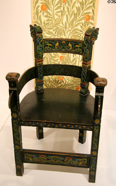 Viking-style armchair (c1900) by Lars Kinsarvik of Norway at Montreal Museum of Fine Arts. Montreal, QC.