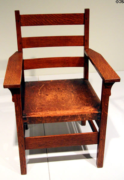 Armchair (c1909) by Gustav Stickley of New York at Montreal Museum of Fine Arts. Montreal, QC.