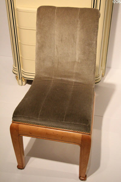 Velvet side chair (c1912-25) by Paul Poiret of Paris made by Atelier Martine of Paris at Montreal Museum of Fine Arts. Montreal, QC.