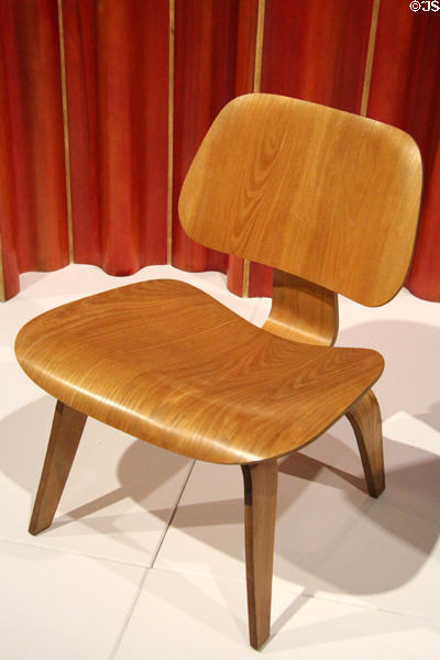 Side chair (c1946) by Ray Eames of California at Montreal Museum of Fine Arts. Montreal, QC.