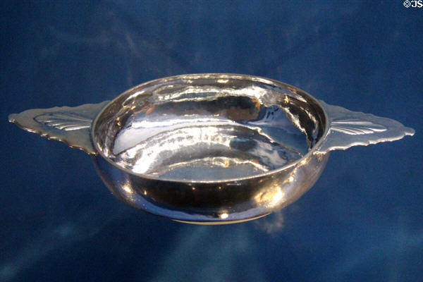 Silver porringer (c1730-40) by Paul Lambert (aka Saint-Paul) of Quebec City at Montreal Museum of Fine Arts. Montreal, QC.