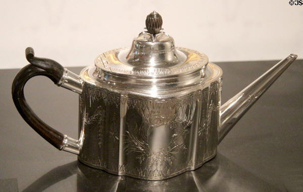 Silver teapot (1788) from Newcastle, England at Montreal Museum of Fine Arts. Montreal, QC.