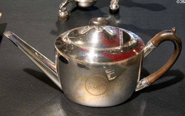 Silver teapot (c1805) by Laurent Amiot of Quebec City at Montreal Museum of Fine Arts. Montreal, QC.