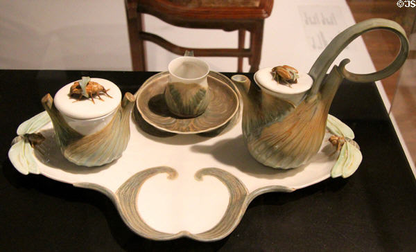 Porcelain Fenouil Coffee Service (1898-1912) by Léon Kann for Sèvres at Montreal Museum of Fine Arts. Montreal, QC.