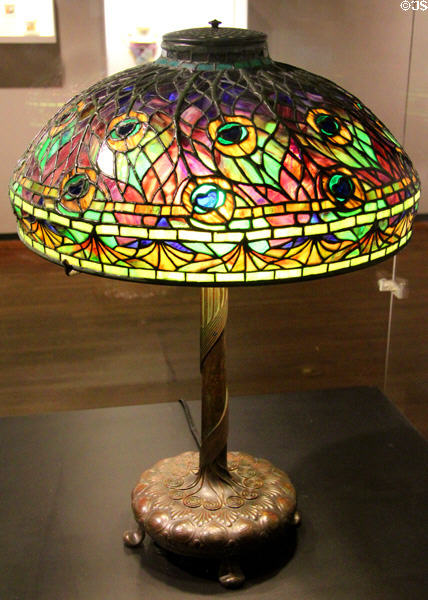 Peacock table lamp (c1905) by Clara Driscoll for Louis Comfort Tiffany of Tiffany Studios, New York at Montreal Museum of Fine Arts. Montreal, QC.