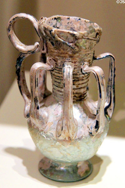 Blown glass flask (4th-5th C CE) from Roman Empire Syria at Montreal Museum of Fine Arts. Montreal, QC.