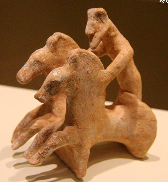 Terracotta charioteer with two horses (6thC BCE) from Cyprus at Montreal Museum of Fine Arts. Montreal, QC.