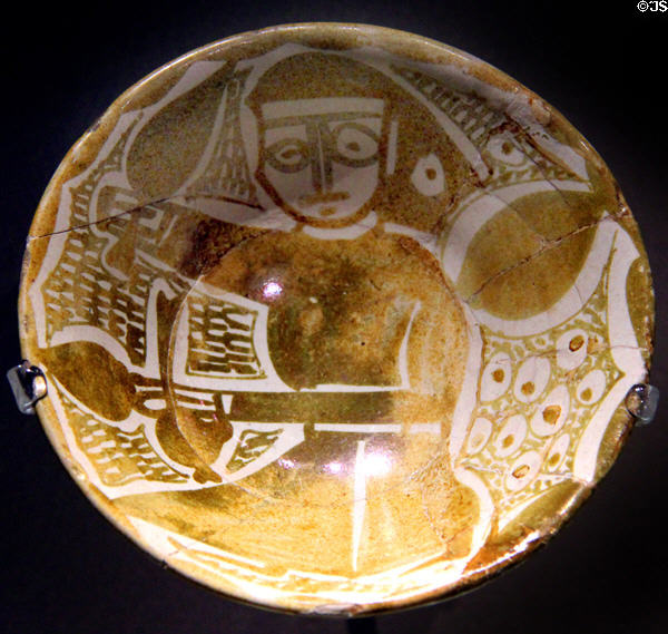 Glazed earthenware bowl with musician (950-1000) from Iraq prob. Basra at Montreal Museum of Fine Arts. Montreal, QC.