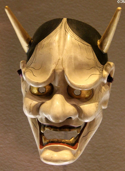 No theater mask of Hannya (jealous woman) (1868-1912 Meiji period) from Japan at Montreal Museum of Fine Arts. Montreal, QC.