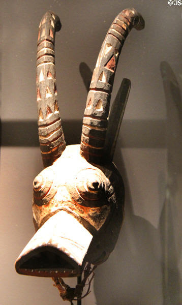 Nuna culture Koan antelope mask wood carving (early 20th C) from Burkina Faso at Montreal Museum of Fine Arts. Montreal, QC.