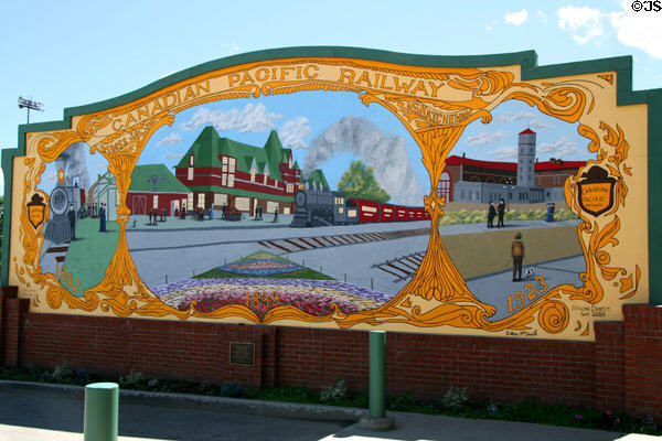 Canadian Pacific Railway mural beside CPR Moose Jaw Rail Station. Moose Jaw, SK.