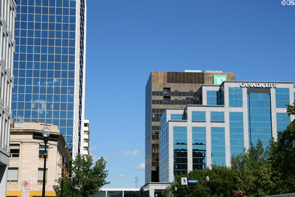 McCallum Hill Centre, TD Bank (1975) & Canada Life (1993) buildings. Regina, SK.