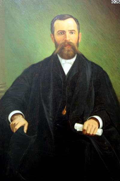 Painting (1912) of C.H. Wilson, Speaker of NWT Legislature (1888-90) by V.A. Long in Saskatchewan Legislature. Regina, SK.