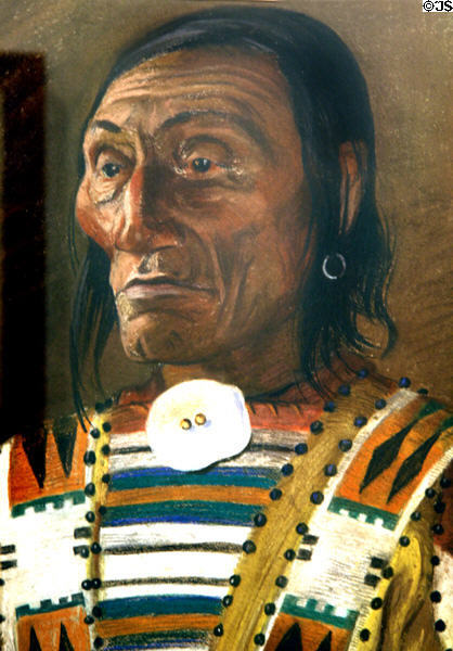 Painting (1911) of Pahnap, Cree Medicine Man by Edmund Morris in Saskatchewan Legislature. Regina, SK.