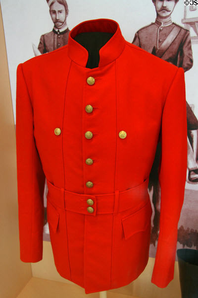 Replica of NWMP Norfolk jacket (1873) at RCMP Heritage Center. Regina, SK.