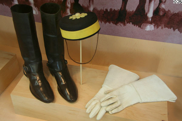 NWMP boots, pillbox hat, gloves (1873) at RCMP Heritage Center. Regina, SK.