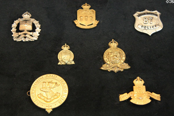 Provincial police badges absorbed into RCMP (c1928) at RCMP Heritage Center. Regina, SK.