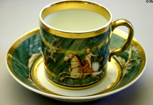 Porcelain cup & saucer (c1810) by Halley workshop of Paris at Ariana Museum. Geneva, Switzerland.