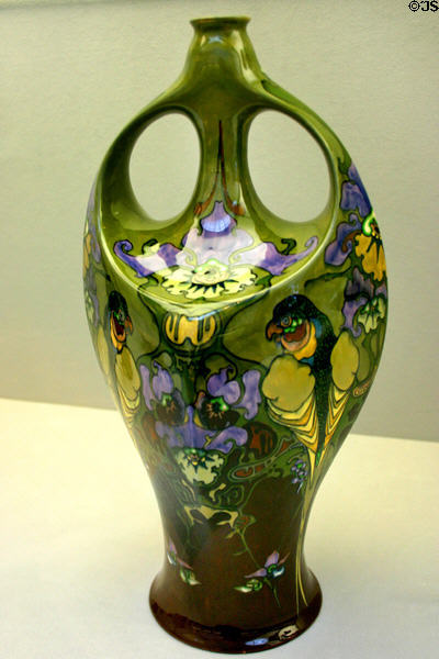 Faience vase (1902) by Johannes van der Vet for Rozenburg Manuf. of La Haye, Netherlands at Ariana Museum. Geneva, Switzerland.