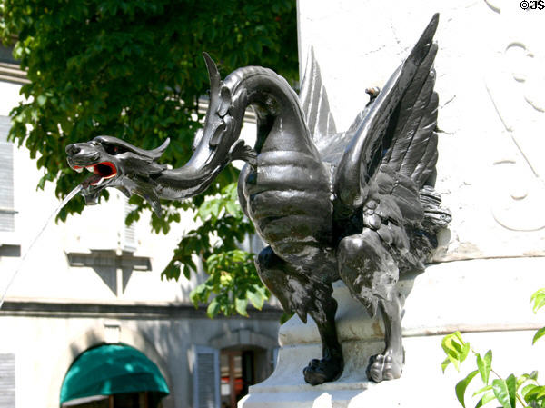 Bronze dragon in garden of Ariana Museum. Geneva, Switzerland.