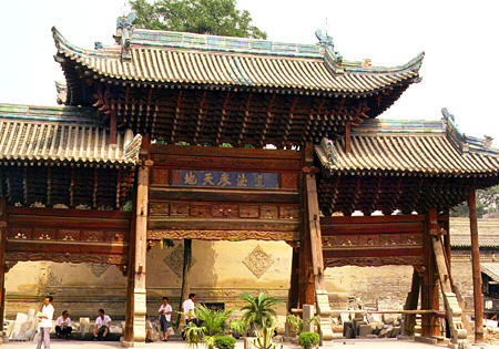 Wooden entrance to Mosque, Xi'an. China.
