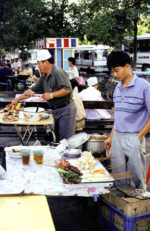 Street restaurants in Urumqi (Urumchi). China.