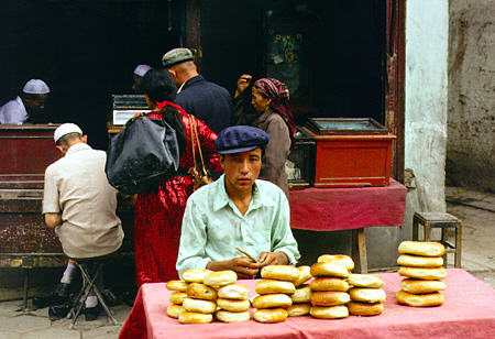 Flatbreads called nan for sale in Kashgar. China.