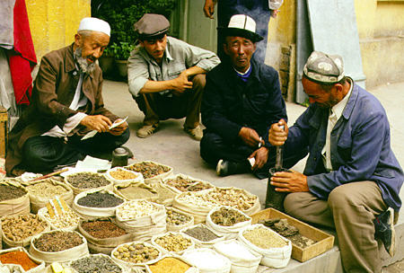 Spice merchant in Kashgar. China.