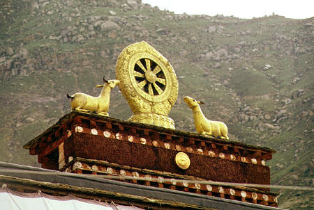 Sculptural elements of the architecture of Sera Monastery, Tibet. China.
