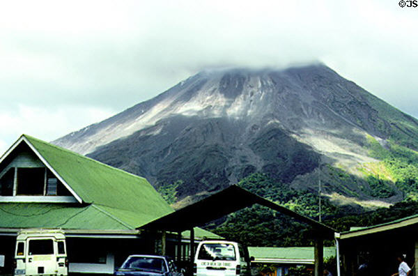 Arenal Volcano Observatory Lodge where tourists can lodge to watch glowing lava at night. Costa Rica.