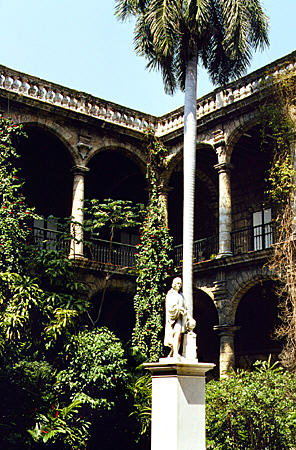 Typical courtyard in Havana. Cuba.