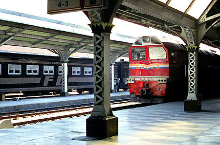 Train leaves railway station, Havana. Cuba.