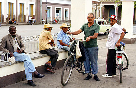 Men on main square in Remedios. Cuba.