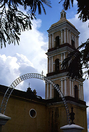 Cathedral with tower in Remedios. Cuba.