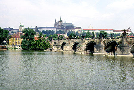 Charles Bridge and Hradcany in Prague. Czech Republic.