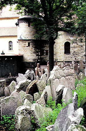Jewish cemetery in Prague. Czech Republic.