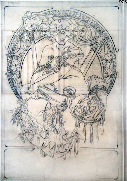 Design for Musical Poster (c1900) by Alphonse Mucha at Mucha Museum. Prague, Czech Republic.