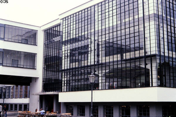 Window wall of Bauhaus building. Dessau, Germany. Style: Bauhaus. Architect: Walter Gropius.